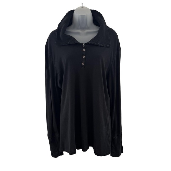 Old Navy Tops - Vintage Old Navy Shirt Womens XXL Black Y2K Turtleneck Henley Long Sleeve Ribbed